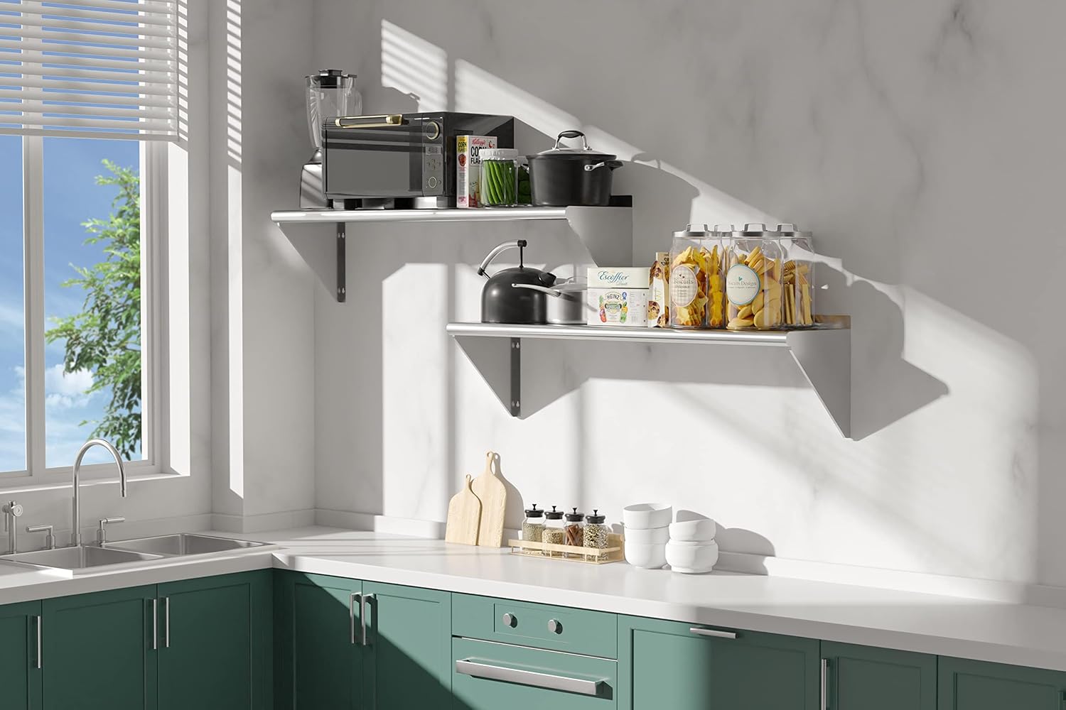 2 Pack Stainless Steel Shelf 1 - Wall Shelf Commercial Kitchen 评论和价格