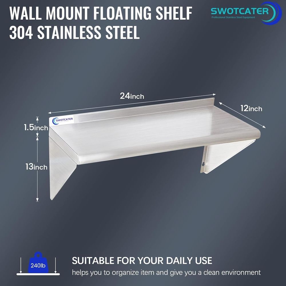 2 Pack Stainless Steel Shelves - Wall Shelf Commercial Kitchen 评论和价格