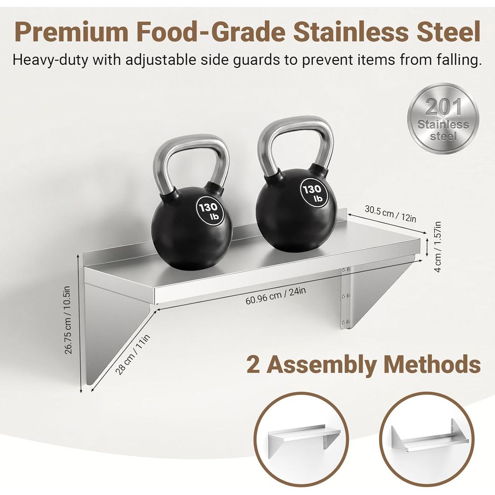 Stainless Steel Wall Shel 12 x - Wall Shelf Commercial Kitchen 评论和价格